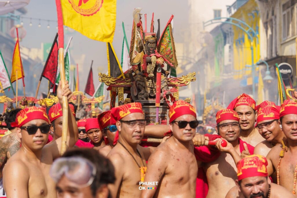 Spirit medium procession at Phuket Vegetarian Festival in the Old Town